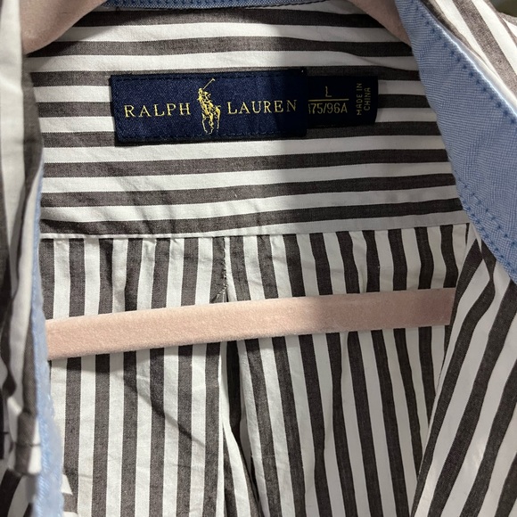 Ralph Lauren Brown and White Striped Men's Shirt - Picture 2 of 4